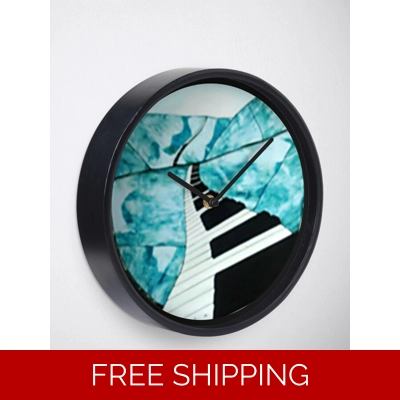 Clock Piano Window Black natural Bamboo Black Hands